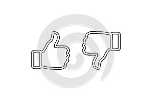 Yes and No check marks with thumbs up and down. Vector illustration.