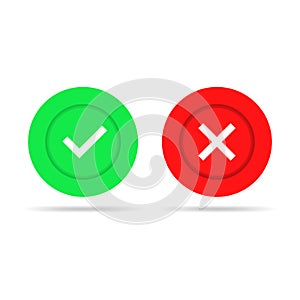 Yes and No check marks. Vector illustration.