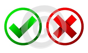 Yes and No check marks. Vector illustration.