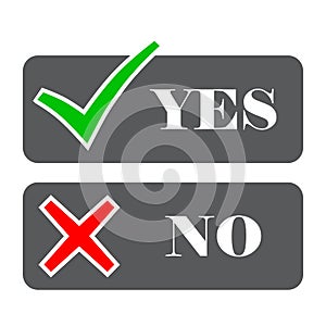 Yes and No check marks. Vector illustration.