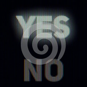 Yes and no on computer screen. Confirm and rejection concept