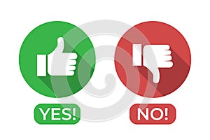 Yes and no icon with thumbs up and thumbs down