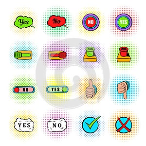 Yes and No icons, comics style