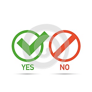 Yes and No icons, web buttons. Vector illustration