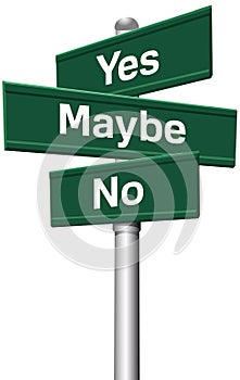 Yes No Maybe choice three signs