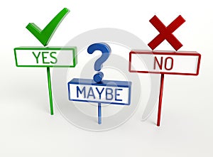 Yes No Maybe - High quality 3D Render