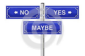 Yes No Maybe Make Decision Street Sign