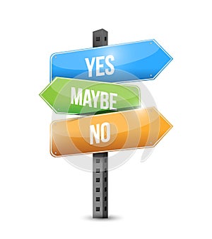 Yes no maybe road sign illustration design