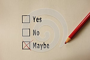Yes No and Maybe survey form photo
