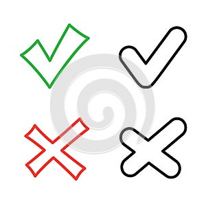 yes and no outline sign symbols set