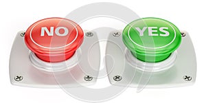 Yes and no push button, 3D rendering
