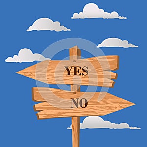 Yes or no street sign, choice concept, vector illustration