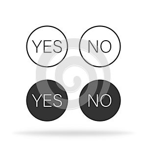 Yes or no text icon. Correct or incorrect set. Vote symbol. Positive or negative result. Ok or bad isolated set. Vector EPS 10