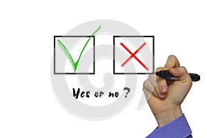 Yes No tickbox with green red tick