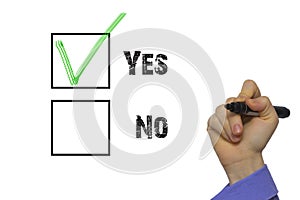 Yes No tickbox with green red tick photo