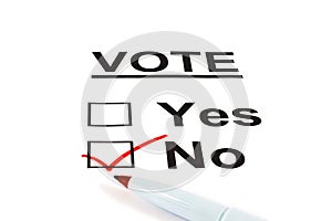 Yes / No Vote Ballot Form With NO Checked