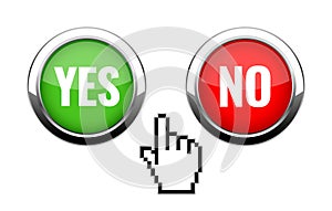 Yes or No web buttons on white background