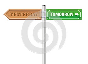 Yesterday Tomorrow Wooden Street Sign