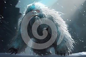 Yeti beast winter digital art. Generate ai