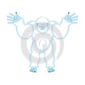 Yeti guilty. Bigfoot surprise. Abominable snowman culpablen. Vector illustration