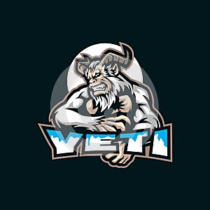 Yeti mascot logo design vector with modern illustration concept style for badge, emblem and t shirt printing. Angry yeti