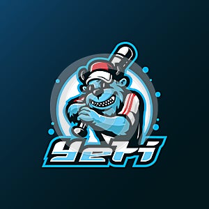 Yeti mascot logo design vector with modern illustration concept style for badge, emblem and t shirt printing. Yeti baseball