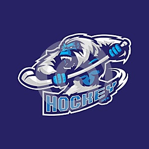 Yeti mascot logo design vector with modern illustration concept style for badge, emblem and t shirt printing. Yeti hockey