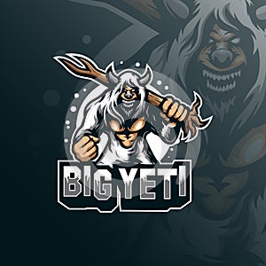 Yeti mascot logo design vector with modern illustration concept style for badge, emblem and tshirt printing. angry yeti