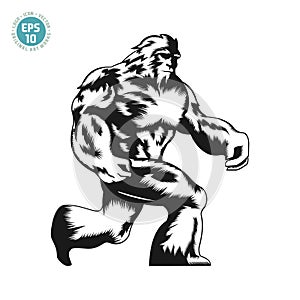 Yeti vector isolated illustration monochrome