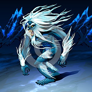 Yeti is walking in the night