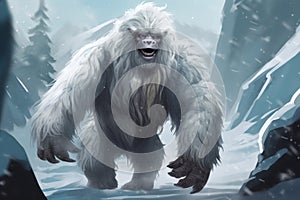 Yeti winter digital art. Generate ai