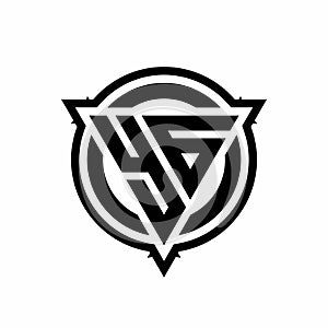 YG logo with triangle shape and circle with outline rounded design template