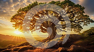 Yggdrasil Tree Of Life. Celtic World Tree Symbol Of Vitality And Life. Generative AI