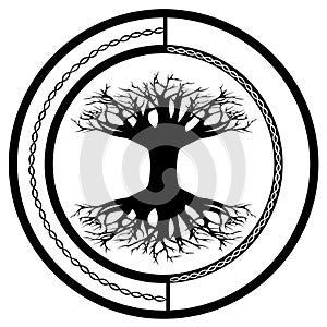 Yggdrasil world tree, tattoo or print design photo