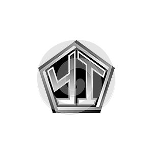 YI Logo Monogram Silver Geometric Modern Design
