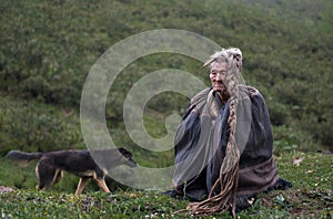 Old Tribal Chief and a Dog