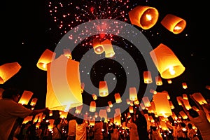 Yi Peng,Firework Festival in Chiangmai Thailand