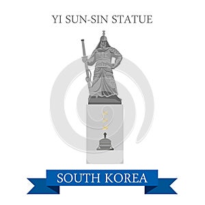 Yi Sun-Sin Statue South Korea landmarks vector flat attraction