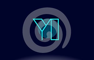 yi y i blue line circle alphabet letter logo icon template vector design