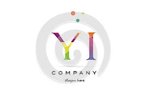 yi y i creative rainbow colors alphabet letter logo icon