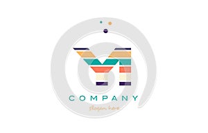 yi y i line stripes pastel color alphabet letter logo icon template vector