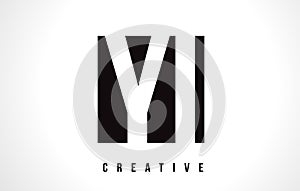 YI Y I White Letter Logo Design with Black Square.