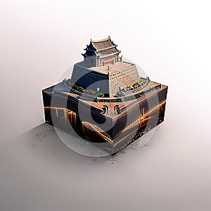Yichun, Heilongjiang, China Microcity Model. Generative AI. photo