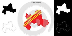 Yichun, Jiangxi outline map photo