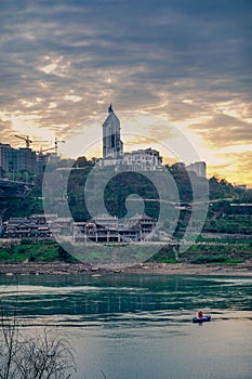 Yidu Park over the ancient town of Masangxiat sunset