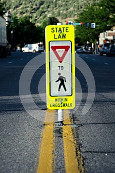 Yield in Cross Walk Sign