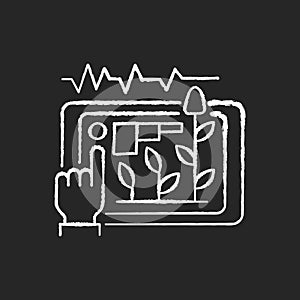 Yield prediction chalk white icon on black background