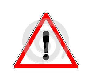 Yield Triangle Sign - Road traffic coordination symbol. Road sign warning attention with an exclamation mark. Vector illustration.