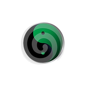 Yin Yang black and green in white background, Vector Yin and Yang symbol of harmony and balance
