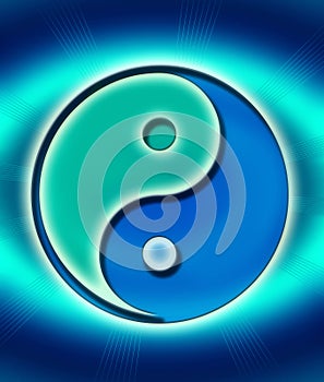 Yin-yang in blue green